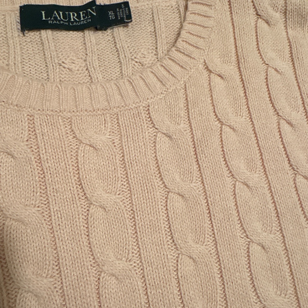 Ralph Lauren crew neck sweater in pale pink with side button feature